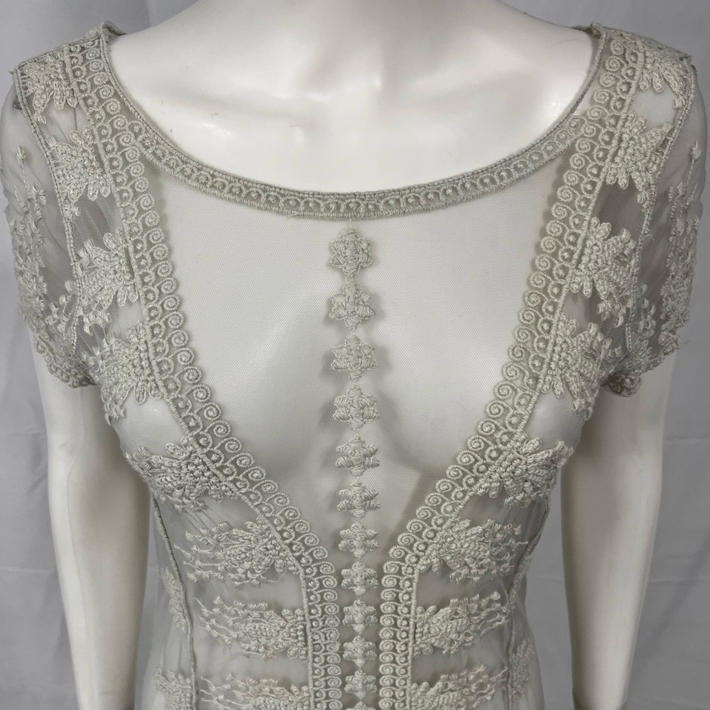 Sundance Antiqued White Lace Sheer SW Prairie Coastal Western Cowgirl Dress S - Picture 7 of 10